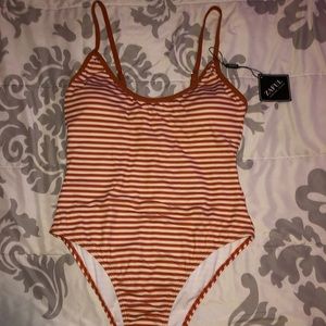 Brown striped one piece 🍂